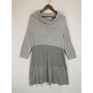 Cozy Chic AVLN Studio Women LG Grey Striped Cowl Neck Colorblock Tunic Sweater